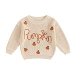 LSFYSZD Toddler Baby Girls Boys Halloween Pumpkin Sweaters Long Sleeve Crew Neck Winter Warm Knitwear Pullover Jumpers Top (A-Beige, 3-4 Years)