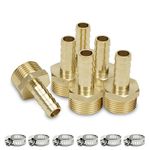 Bwintech Brass Hose Fittings, 6 Pieces 1/2" BSP Male x 16mm Connector with 6 Clamps for Pneumatic Tools