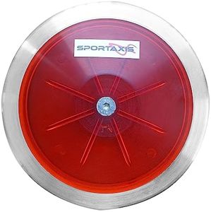 SPORTAXIS RED Transparent Discus Throw, 83% Rim Weight, Steel Rim, Suitable for Beginners & Intermediate Throwers, 1 KG