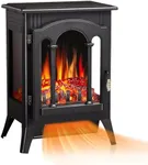 R.W.FLAME Infrared Electric Fireplace Stove, 16" Freestanding Fireplace Heater, Realistic Flame Effects, Adjustable Brightness and Heating Mode, Overheating Safe Design, 1000W/1500W, Black