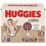 Huggies Calm Baby Wipes, Unscented, 10 Push Button Packs (560 Wipes Total)