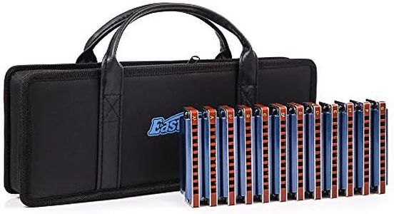 Diatonic Blues Harmonica 10-Hole Harmonica Set T008K 12 Keys Harmonica for Adults, Beginners, Students,Performers, Harmonica with Box (blue)