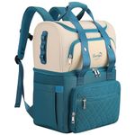 YOUNGOA Cooler Backpack with Double Decker Cooling Compartments Soft Stylish Cooler Bag Backpack For Woman, Family, Picnic, Shopping, Beach 25L Blue