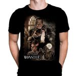 Universal Monsters Mens T-Shirt Gothic Horror Print, Black Cotton T-Shirt, Movie Poster Tee