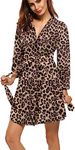 HOTOUCH Summer Robes for Women Cotton Lightweight Robe Short Knit Bathrobe Soft Sleepwear Ladies Loungewear Leopard XS