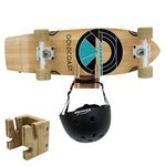 COR Surf Skateboard and Snowboard Wall Mount | Bamboo Skateboard Rack with Extra Storage Hook for Helmet or Bag