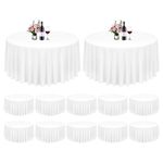 12 Pack White Round Tablecloth 120 Inch Circle Polyester Table Cloth, Washable Fabric Stain and Wrinkle Resistant Table Cover Round Table Clothes for Wedding Parties Banquet Reception Dining