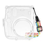 MOSISO Protective Case Compatible with Instax Mini 11 Instant Camera, Hard Shell Camera Case Cover with Adjustable Rainbow Shoulder Strap, Crystal Clear