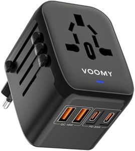VOOMY Adaptateur Prise Universelle pour Plus de 170 Pays, Chargeur Rapide de Voyage Universelle avec 2 Ports USB 18W et 2 Ports Type C PD 20W, Adaptateur Prise USA, vers France UK EU Australie Japon