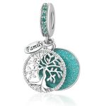 LSxAB Sparkling Lake Blue Tree of Life Family Charms Compatible with Pandora Charm Bracelets