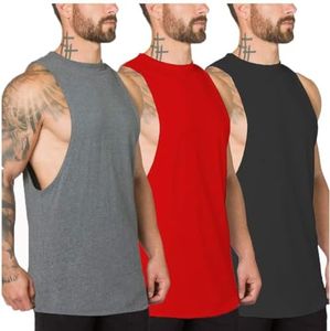 Muscle Killer 3 Pack Men's Muscle Cut Off Gym Workout Stringer Tank Tops Bodybuilding Fitness T-Shirts (s, Regular, Black+Red+Gray)
