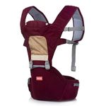 INFANTSO Hip Seat Baby Carrier (Wine) with 4 Adjustable Carry Positions, Baby Carrying Hip Seat for 3 to 24 Months Toddlers, Kangaroo Style Born to Toddler Carrier with Up to 15kg Weight