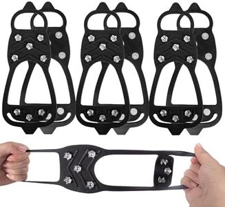 Ice Cleats, Upgrade Universal Gripper Spikes Non Slip Shoe Grips, Snow Cleats, Sfee Crampons Ice Cleats for Shoes and Boots, Ice Cleats Snow Traction Grips, Anti-Slip Crampons for Shoes, Black (L)