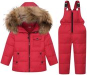 JiAmy Kids Winter Puffer Jacket and Snow Pants 2-Piece Snowsuit Ultralight Skisuit Set Red,140/8-9T