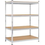 Yaheetech Garage Storage Shelves 4-Tire Heavy Duty Shelving Units for Workshop/Home,320kg Per Shelf,112 x 60 x 150cm, Silver