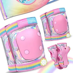 Kids Knee Pads Elbow Pads Wrist Guards Set, Protective Gear Set for Girls Boys Roller Skating Bike Cycling Skateboard Scooter (Floral, Small (3-7years))