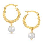 ZAVYA 925 Sterling Silver Freshwater Pearl Gold Plating Hoop Earrings | Gift for Women and Girls | With Certificate of Authenticity and 925 Hallmark | Karwachauth Gift for Wife