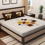 Story@Home Bedsheet for king size bed |300TC | White & Brown | Abstract |1 Piece cotton bedsheets for king size bed with 2 Pillow covers (270 x270cm) Perfect for Home Decor & gifting | Cotton bedsheet