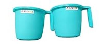 2 x Indian Plastic Mugs for Bathroom Bath Accessory Set of 2 Mugs Bathing Mugs Dabba - Camping Mug Outdoor Garden Mug