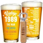 Jettryran 35th Birthday Gifts for Women Men 35 Years Old Birthday Gifts 35th Birthday Decorations Party Supplies- Vintage 1989-16 oz Beer Glass Mugs- Turning 35- B008