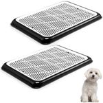 Mifoci 2 Pcs Dog Potty Tray with Grid Portable Pet Litter Box Dog Training Toilet Puppy Pee Pad Holder Mesh Pad Tray Doggie Toilet Potty Trainer for Small Medium Large Dogs (19.7 x 14.2 Inch)