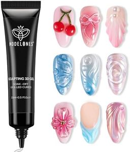 Modelones 3D Gel Nail Art, Sculpting Gel Glue for Molding, Drawing, Charms & Gems Glue, Nail Stuff for Chrome Powder and Rhinestone Design No Wipe, U V Light Cured Salon & DIY Use