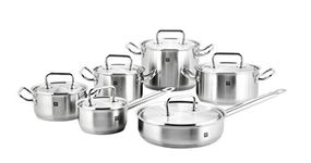 ZWILLING Twin Classic 12 Piece 18/10 Stainless Steel Kitchen Cookware Set - All Cooktops, Non-Drip Rims, Measuring Scale, Frying Pans & Saucepans