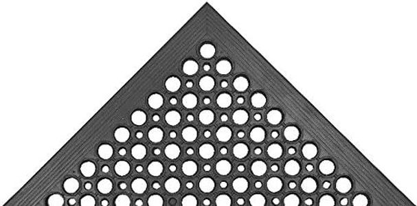 NoTrax 504 General-Purpose Rubber Beveled Drain-Step Anti-Fatigue/Anti-Slip Floor Mat, for Wet Areas, 3' Width x 5' Length x 1/2" Thickness, Black