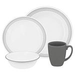 Corelle Vitrelle Glass Mystic Chip and Break Resistant Dinner Set, Set of 16, Grey