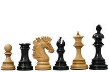New Indian-American Luxury Series Weighted Chess Pieces in Genuine Ebony Wood & Indian Box Wood V2.0-4.4" King