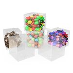 Shoze 200Pcs Clear Favour Boxes 5x5x5cm Cube Wedding Favour Boxes PVC Plastic Christmas Decorations Gift Packaging Box Sweet Film Covered Transparent for Candy Chocolate Valentine