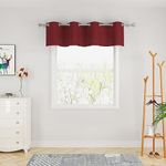 UPOPO Valance Curtains Living Room Linen Textured Bedroom Window 18 inches Long Burgundy Red Kitchen Cabinet Caravan Short Small Mini Window Curtain Toppers Valance 1 Panel Grommet Top