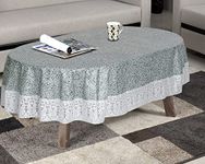 The Furnishing Tree Oval Shaped WxL 54x78 Inch 4 Seater Table Cover Waterproof PVC Sand Pattern Grey