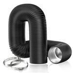 Hon&Guan 75mm Heating Ducting 5m PVC Aluminium Foil Flexible Hot Air Ducting Hose Heavy-Duty Three Layer Diesel Heater Ducting 3 Inch Air Vent Hose - Black