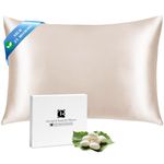 Ravmix Silk Pillowcase for Hair and Skin 21Momme Both Sides Mulberry Silk Pillow Case with Hidden Zipper, 1PCS, Standard 50×75cm, Beige