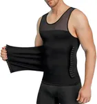 Men Body Shaper Slimming Vest Tight Tank Top Compression Shirt Tummy Control Underwear Moobs Binder (Black, S)