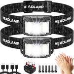 Headlamp Rechargeable 2 Packs,2000 Lumen Super Bright Motion Sensor 16 Modes (Individual Control) LED Headlamp,Waterproof Lightweight Flashlight Hard Hat Light for Outdoor Camping Fishing Running