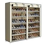 ACCSTORE Shoe Rack 6-Tier Shoe Storage Hode up to 36 Pairs Shoes With No-woven Fabric Cover,Beige