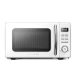 Galanz GLCMKZ09WER09 Retro Countertop Microwave Oven with Auto Cook & Reheat, Defrost, Quick Start Functions, Easy Clean with Glass Turntable, Pull Handle, White