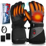 Heated Gloves for Men and Women, Jkevow Electric Heated Gloves with 5V 5000 mAh Rechargeable Battery, 3 Heating Temperature Adjustable Motorcycle Gloves for Cycling, Hiking, Skiing