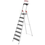 Hailo TopLine L100 8050-307 Aluminium Safety Stepladder with Multifunctional Shell, Safety Holder, Platform Lock and 130 mm Extra-Deep Steps, Black, 8050-807