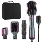 Hot Air Brush Set, 4 in 1 Blowout Brush with Interchangeable Brush Head, Hair Dryer Brush,Negative Ion Hair Curler Straightener Brush for All Hair Types