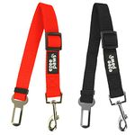 Ezee Paws Dog Seat Belt for Car, 2 Pack Dog Car Harness, Travel Dog Accessories, Adjustable Safety Restraints Black and Red Pet Seat Belts