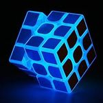 TANCH Blue Fluorescent Speed Cube 3x3x3 Glow in The Dark Luminous Magic Cube Puzzle Toy