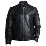 Body Guard Genuine Leather Jacket | Genuine & Pure Leather Jacket | Mens Solid Biker Jacket | Full Sleeve Solid Jacket for Men's Biker Style | 2 Insiide & 4 Outside Pockets with zipped Sleeve (M)