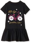 T2F Girl's Cotton A-Line Knee-Length Casual Dress (GLS-DRZ-01_Black_8 9 Years)