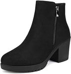 DREAM PAIRS Women's Low Heel Chunky Ankle Boots Winter Shoes,Size 8.5,Black,Z0EY-2