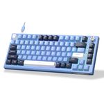 MageGee 81-Key Gasket Mechanical Keyboard,Hot-Swappable 75% Keyboard,Gaming Keyboard with Ice Blue Backlit,Anti-Ghosting Gaming Keyboard with Blue Whale Switches for Windows Mac PC(Prussian Blue)