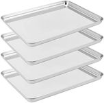 ZEONHAK Set of 4 Stainless Steel Baking Pan Sheet, Non Stick Cookie Sheet Baking Pans, Toaster Oven Baking Tray with Mirror Finish, Oven and Dishwasher Safe, 16 x 12 x 1 Inch