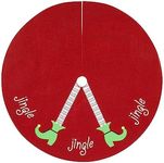 Juvale Red Elf Legs Felt Christmas Tree Skirt for Xmas Holiday Home Decorations, 30 inch